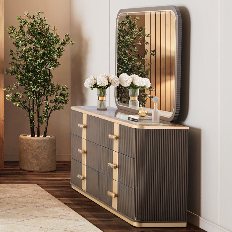 West Kensington Dresser With Mirror, Brown
