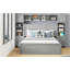 Grand lit en bois complet avec garde-robe, tablette de rangement et prise de courant, lit double superposé XL, gris-121070026