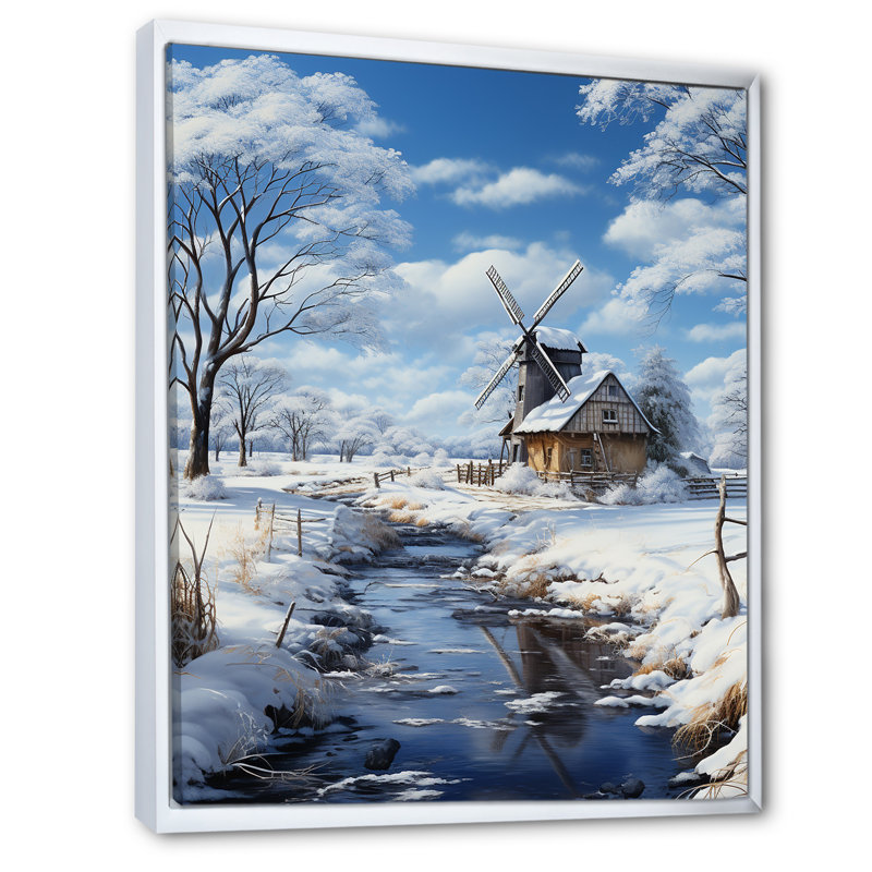 Madelynne «White Milling In The Winter», reproduction sur toile, H 32 po x l 24 po x P 1 po, Cadre flottant blanc