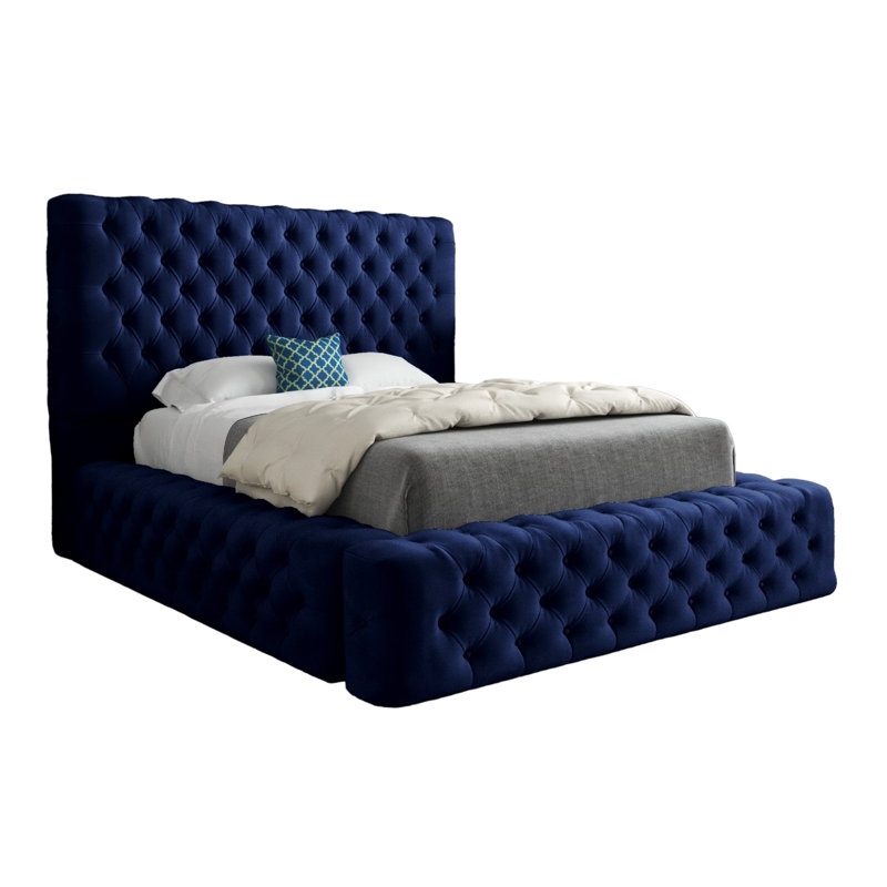 Aldon Upholstered Bed, Blue, Single (3')
