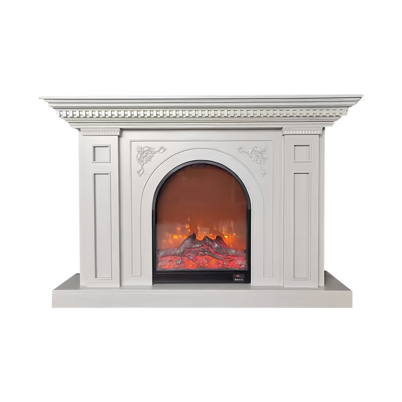 Milk white Solid + Manufactured Wood Freestanding Fireplace