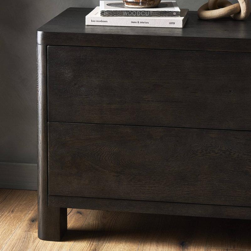 Noeline Nightstand-Smoked Black Oak Veneer, Smoked Black Oak