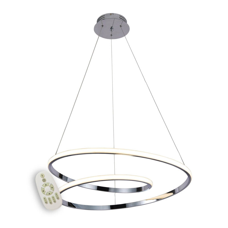 Doerun 1 - Light Nickel LED Single Pendant, 90cm H x 60cm W x 60cm D