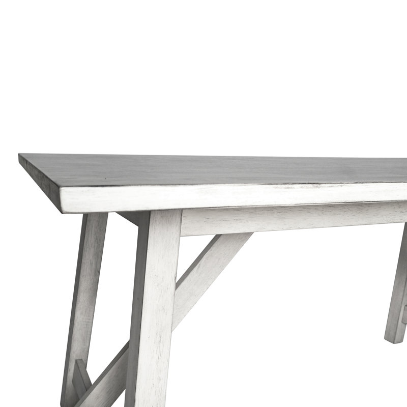 Farmhouse Style Solid Wood Commercial Grade Trestle Base Dining Table, Antique White