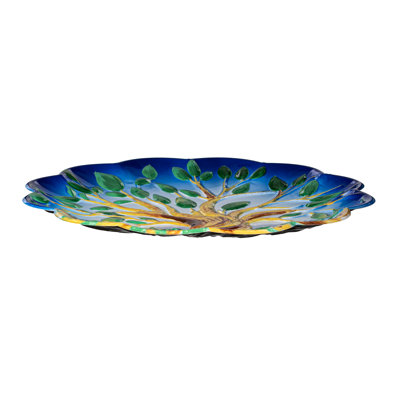 Bain d'oiseaux en verre Tree of Life avec support en métal