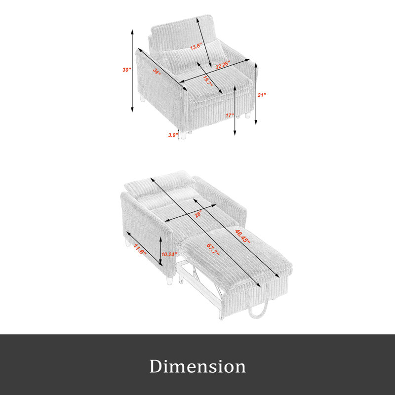 Comfortable Chair For Small Apartment Bedroom Space Balcony Small Sofa Bed Lazy Small Sofa With A Pillow, Gray
