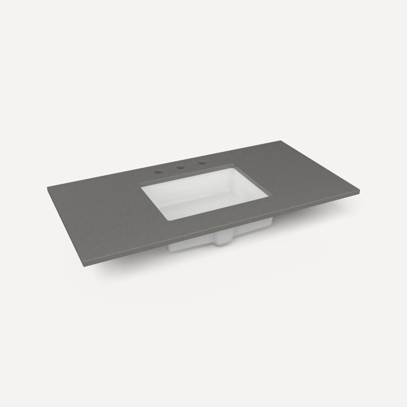 Quartz Stone Vanity Top, Stone Gray, Triple