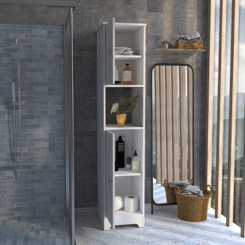 Linen Cabinet Albany, Four Interior Shelves, White Finish, White