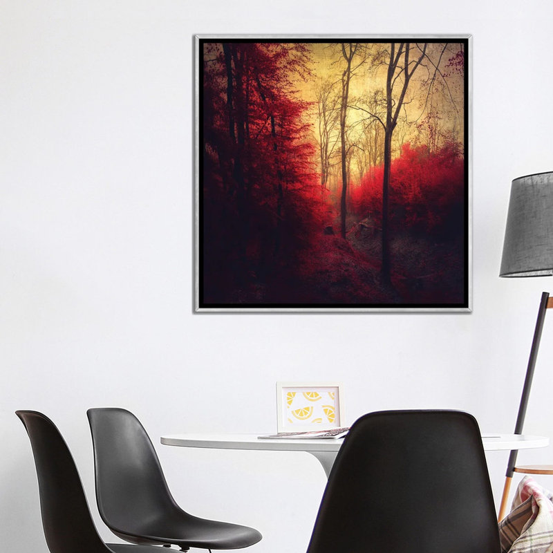 Ruby Red Forest - Wall Art Print - Framed Canvas, 37" H x 37" W, Framed Print without Mat, Silver