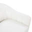 Chaise d'appoint Mid-Century moderne en chenille blanche, tissu d'ameublement en chenille et dossier brun avec pieds en bois massif