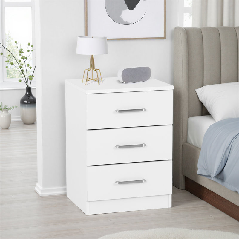 Sumrah 40cm W Manufactured Wood Bedside Table, White
