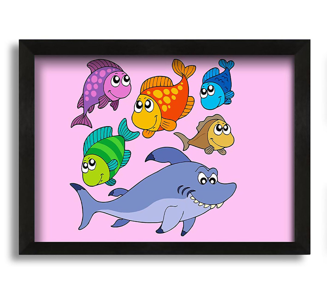 Gerahmtes Leinwandbild Shark and Fish Baby Blue