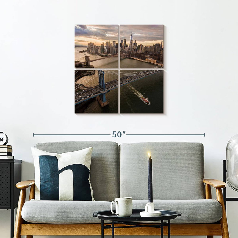 Sirci Manhattan et le pont de Brooklyn, H 26 po x l 26 po