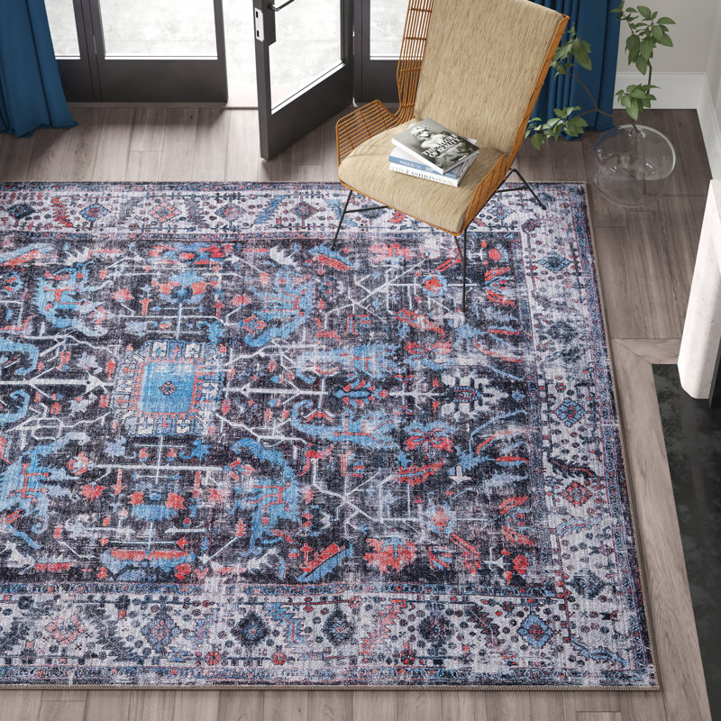 Guynn Chenille Oriental Indoor Rug, Rectangle 5'3" x 8'