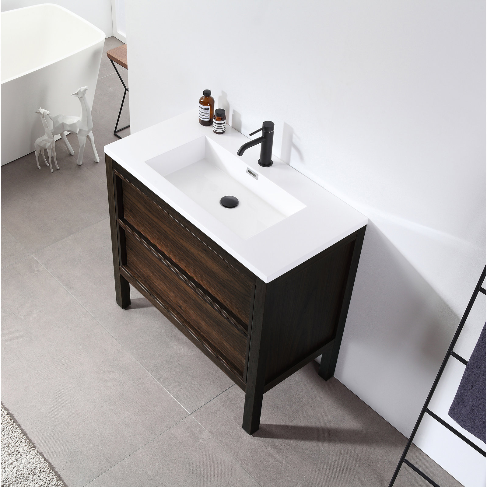 Gonzalo 36'' Single Bathroom Vanity, Dark Walnut