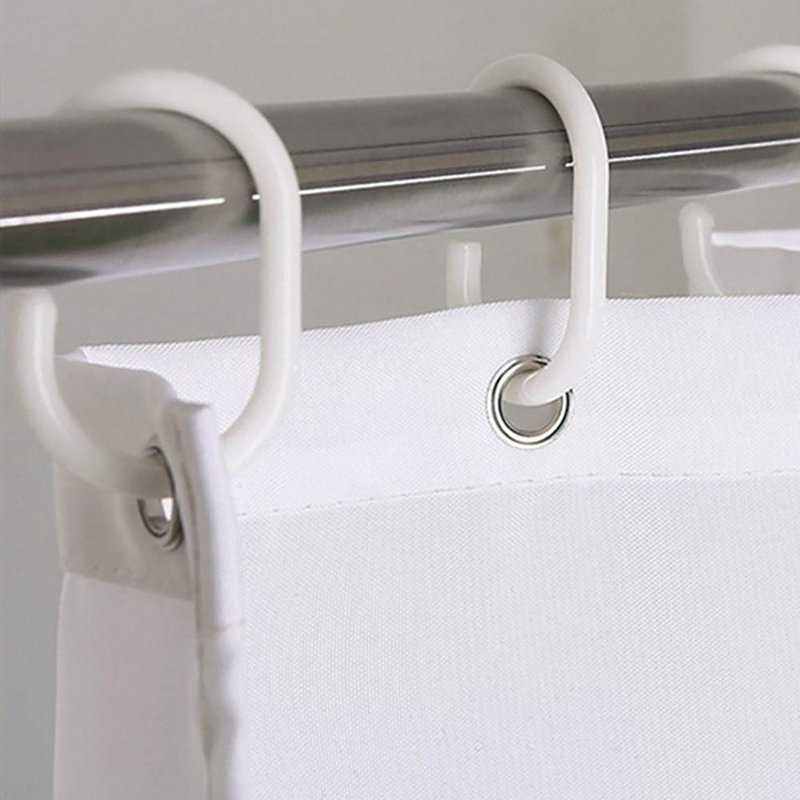 Mould Proof and Mildew Resistant Washable Polyester Bathroom Curtains w/12pcs Hooks, White