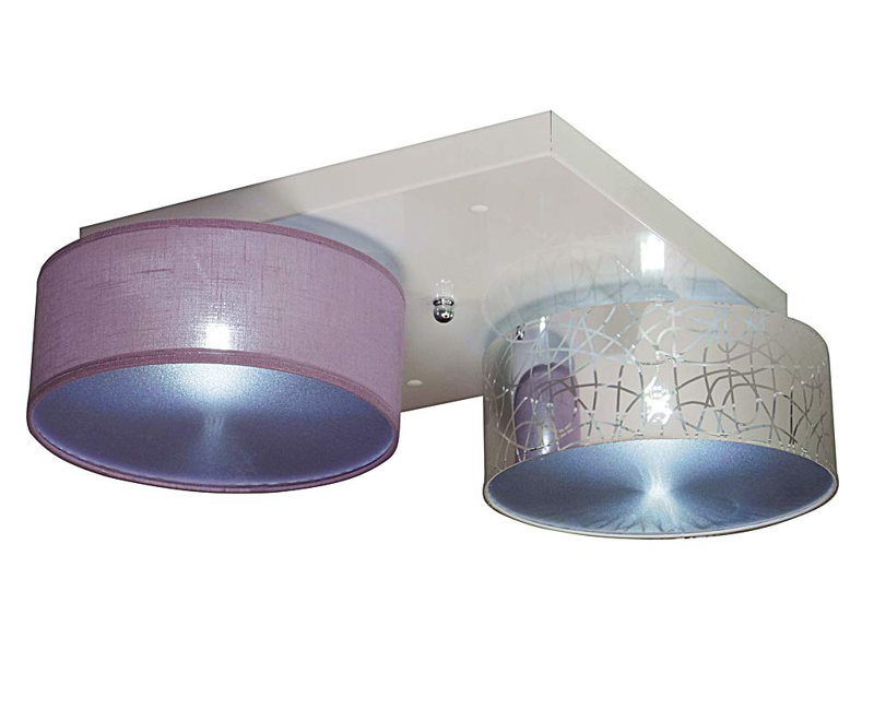 Pulley Fabric Semi Flush Mount, Silver and purple