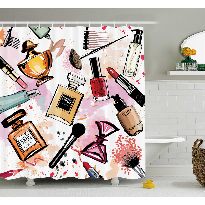 Rideau de douche simple et crochets Mixed, H 84 po x l 69 po