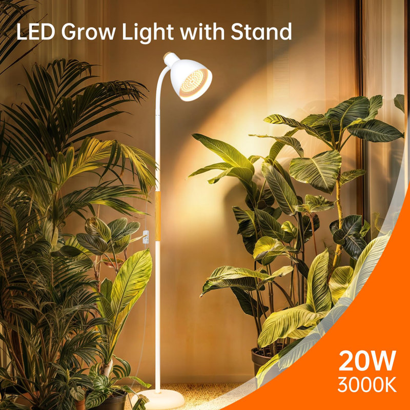 White Adjustable Full Spectrum LED Floor Grow Light with Timer