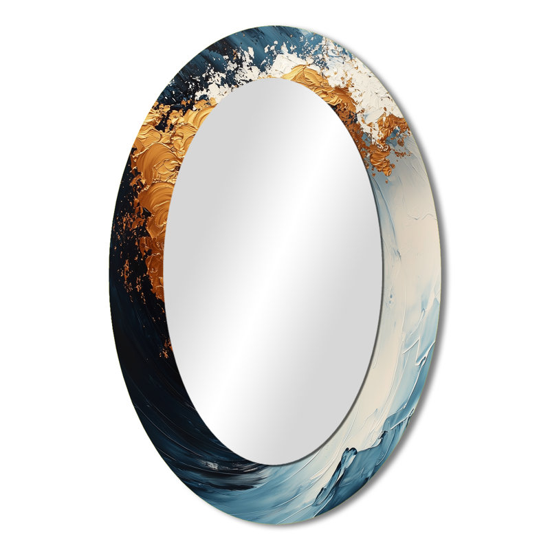 Décor de miroir mural ovale doré en spirale majestueuse, 36 po x 24 po