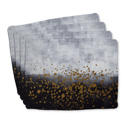 Napperons dorés en polyester tressé gris | Ensemble de 4