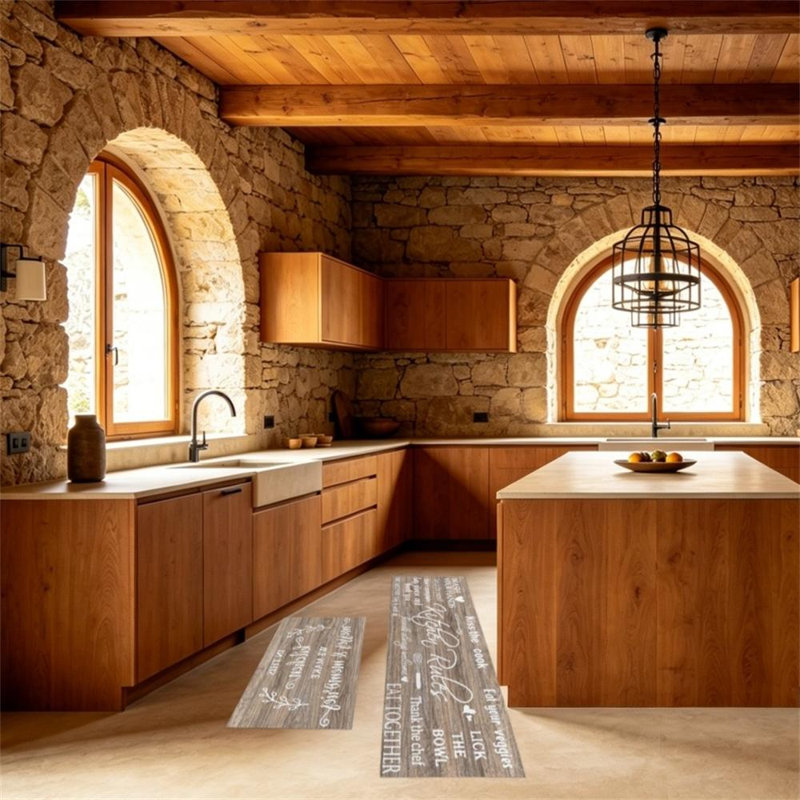 Polyester Non-Skid Kitchen Mat, Brown