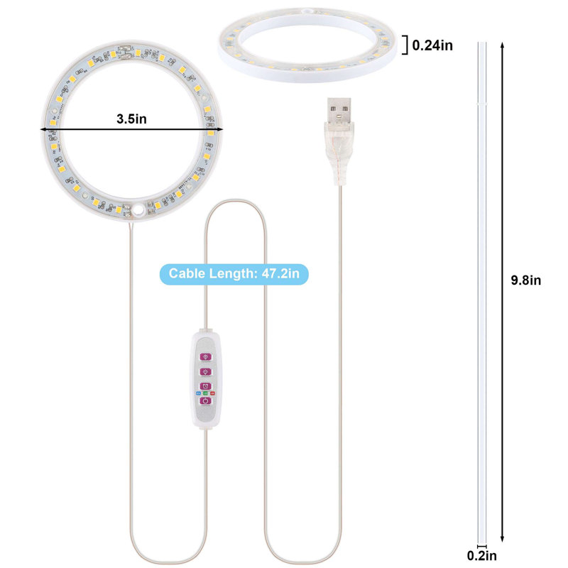Plant Grow Light, lumière DEL à croissance complète pour plantes d'intérieur, minuterie automatique 8/12 / 16H, luminosité à 5 gradations, 3 têtes