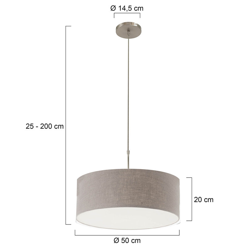 Ellington 1 - Light Silver Drum Pendant, Light brown