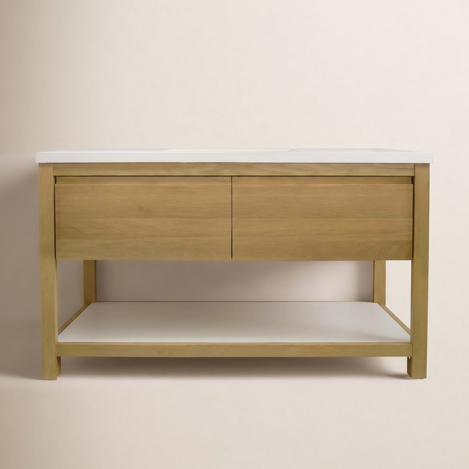 Solace 49" Oak Single Bathroom Vanity, Pearl, Sunrise Oak