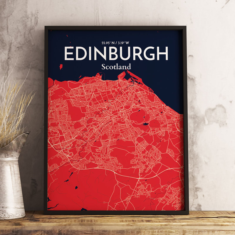 Edinburgh City Map - No Frame Print, 91.4cm H x 61cm W x 0.13cm D