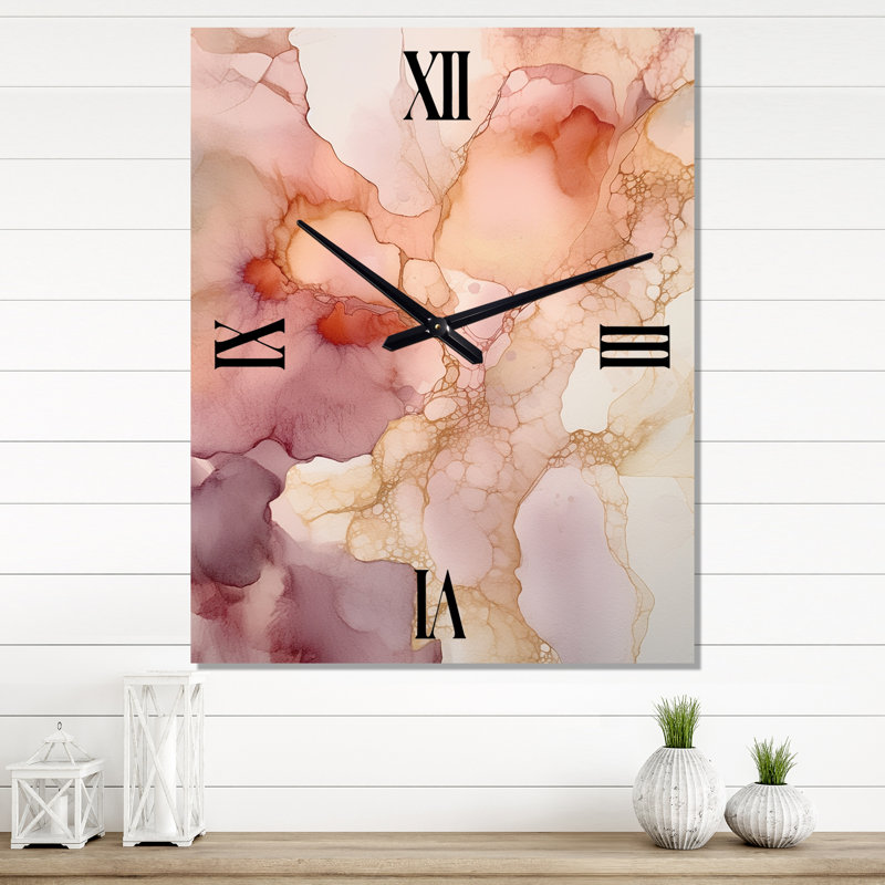 Liquides lumineux dorés et roses - Horloges murales abstraites, Petit