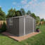 Remise de rangement extérieure 10 x 8 pi, grande remise de rangement en métal, porte verrouillable et évent d'air, remise pour outils de jardin à fenêtre transparente