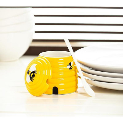 Beehive Shaped Spoon And Covered Jar