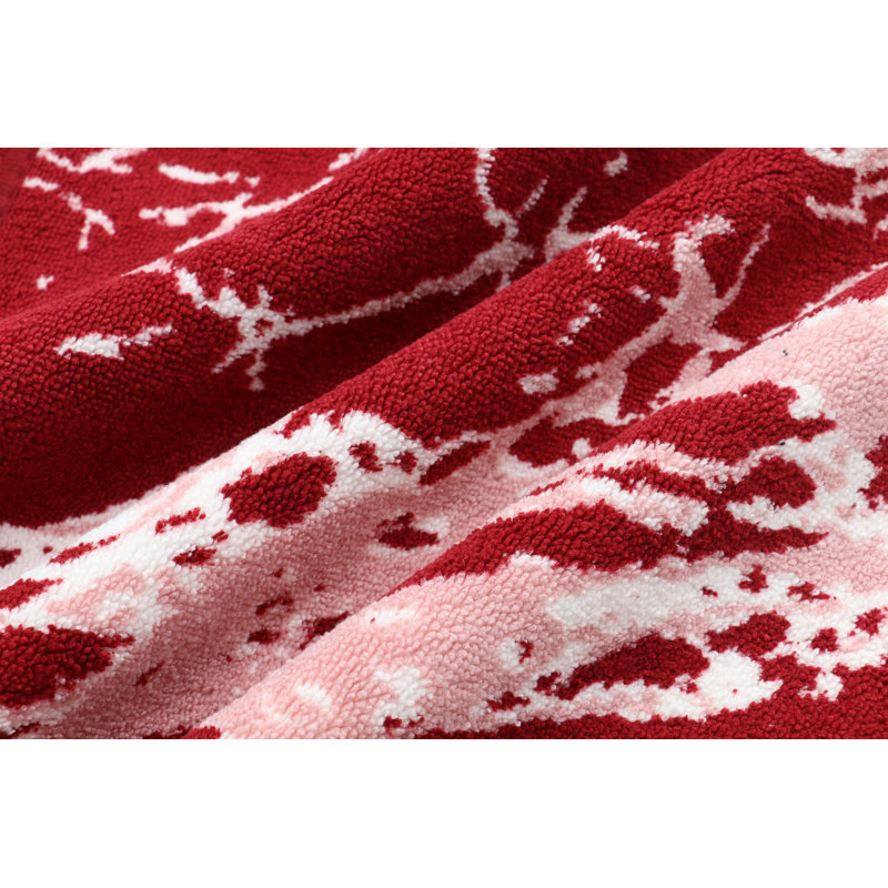 Pelagios Abstract Shower Curtain with Hooks Included, Burgundy