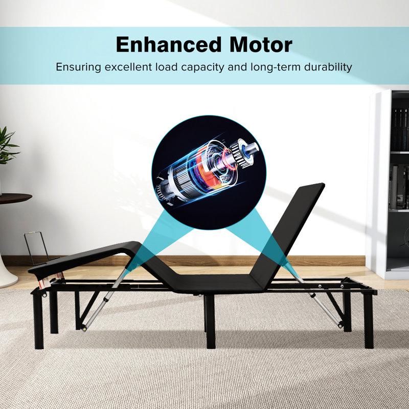 Base de lit très grand divisé moderne - structure de mobilier de chambre à coucher réglable avec repose-pieds et support en métal avec fonction de gravité zéro Télécommande sans fil