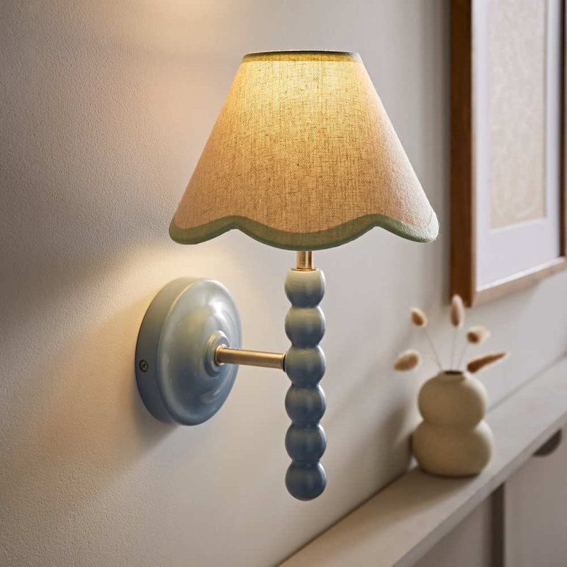 Alderic Manufactured Wood Armed Sconce, Blue, Green, No