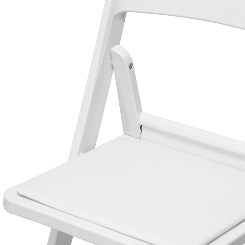 Chaises pliantes commerciales en résine avec sièges rembourrés amovibles, Blanc