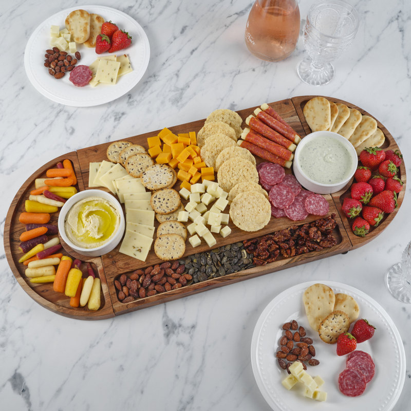Fitz and Floyd Charcuterie 3 Part Magnetic Wood Serving Board