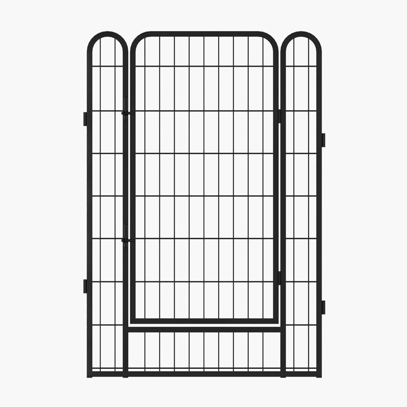 Heavy Duty Black Metal 6-Panel Pet Playpen with Door