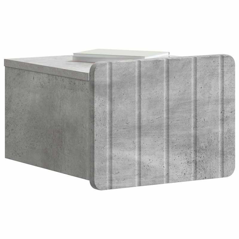 33cm W Manufactured Wood Bedside Table, Concrete Grey