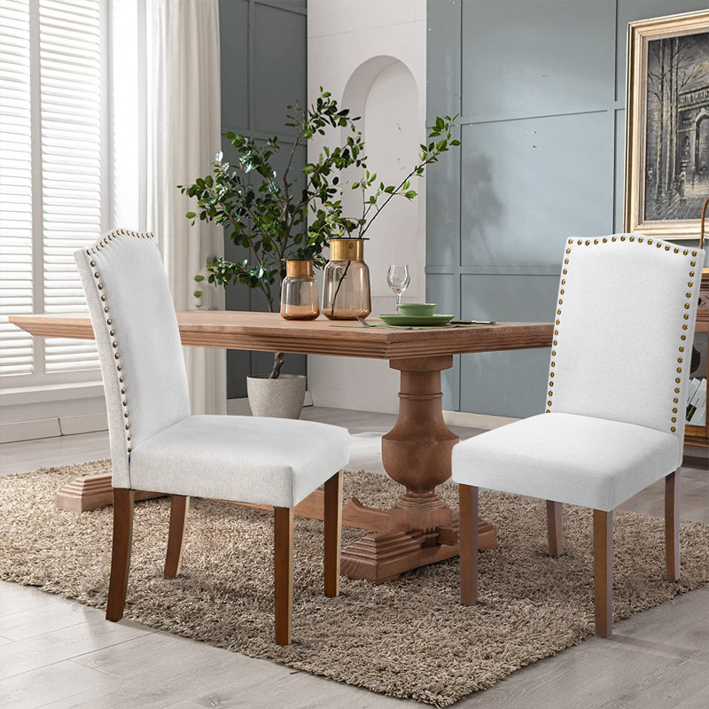 Chaise parsons en tissu Eliso, Blanc