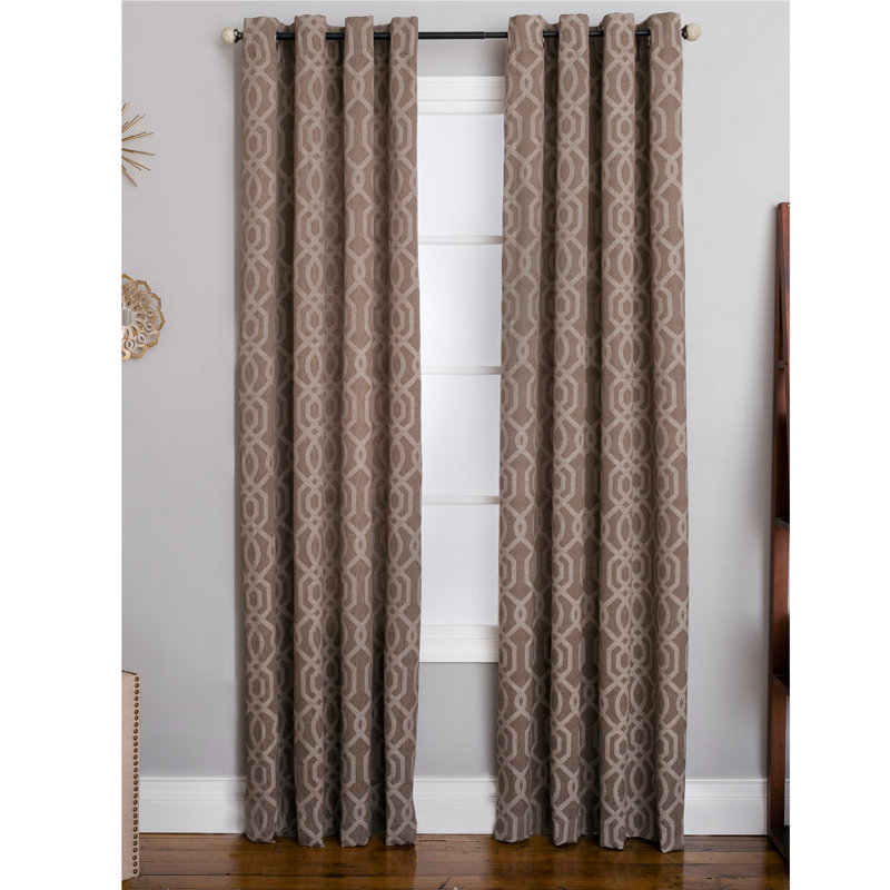 Tonileigh Polyester / Cotton Light-Filtering Geometric Curtain Panel with Grommet Top, Cobbelstone, 50'' W x 63'' L