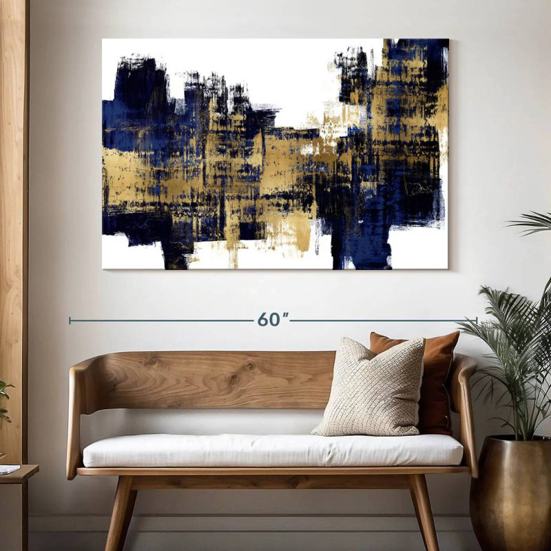 Avery Vibrant Gold On Blue, 34" H x 51" W