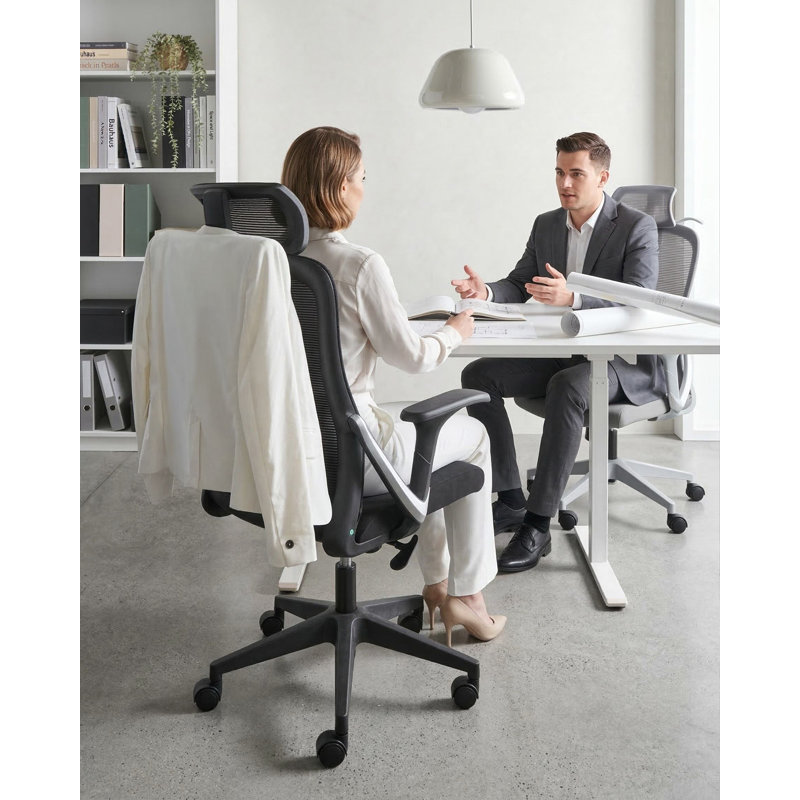 Brayden Studio Office Chair with Headrest, Black, Black