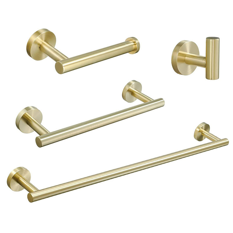 Ensemble de quincaillerie de salle de bain 4 pièces, Or brossé
