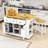 Chiyeko 3-Piece Kitchen Island Set with Storage Shelves, Built-in Charging Station and Bar Stools-237770627