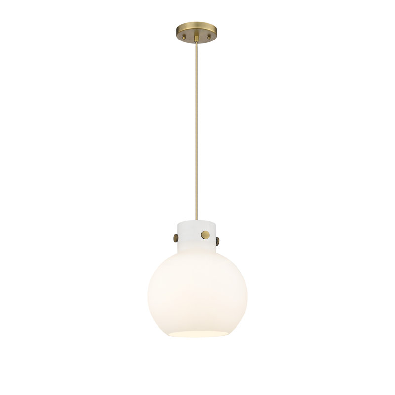 Lantz 1 - Light Pendant, 11.13" H x 10" W x 10" D, Matte White, Brushed Brass