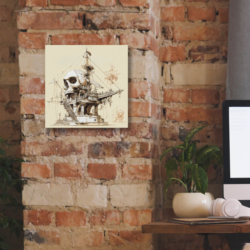  «Pirate Ship Blueprint 2» par Ann Klee, art mural sur toile, 12 po x 12 po, H 12 po x l 12 po