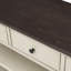 Console rétro avec deux tablettes ouvertes, structure en bois de pin massif et pieds pour le salon (espresso et beige)-350369160-350369166