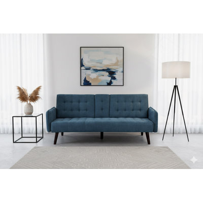 Canapé-lit de 72 po - Dossier convertible pliant en lit double avec porte-gobelet et table rabattable - Canapé en lin peu encombrant pour petits espaces - Assemblage facile